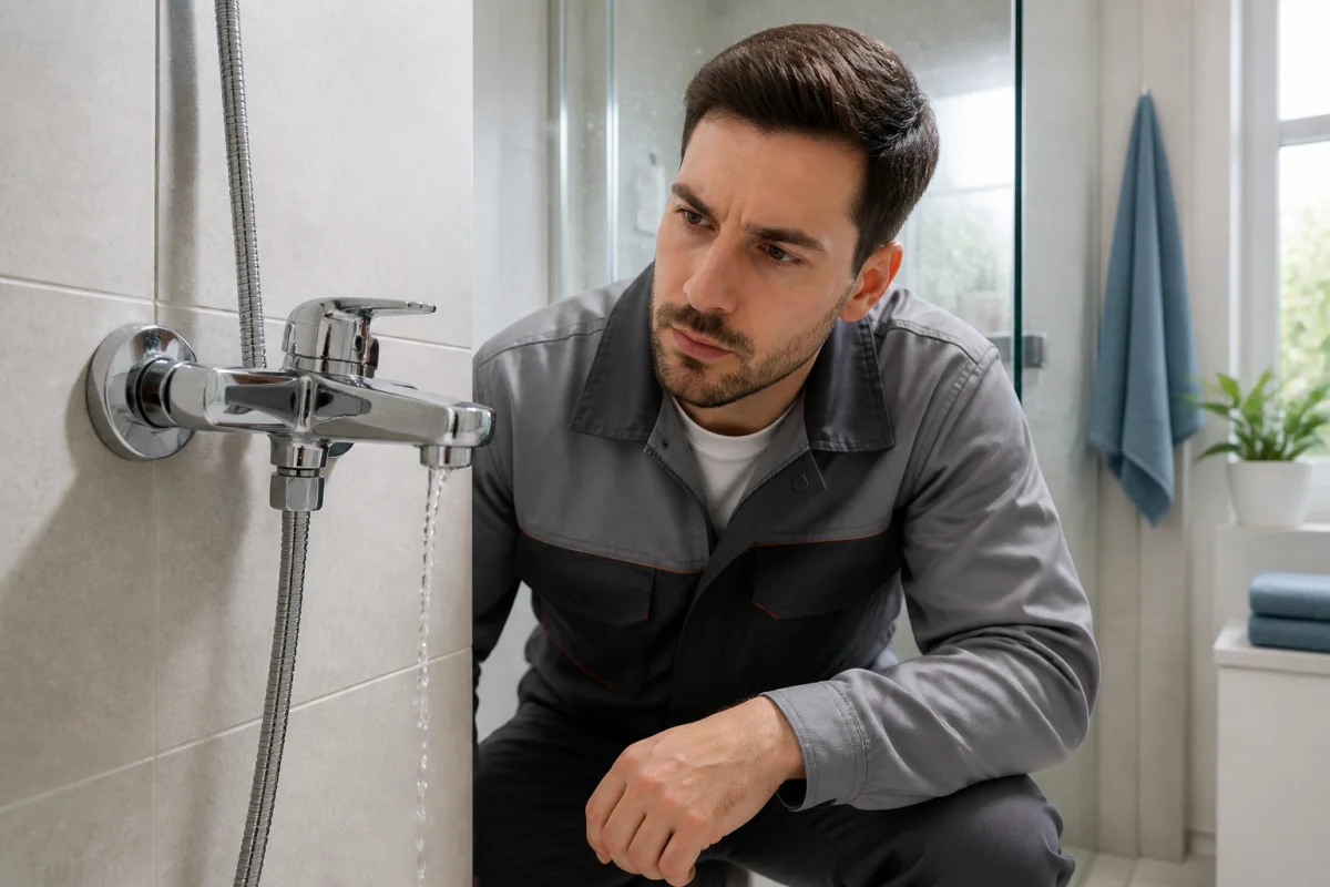 robinet de douche qui coule apres fermeture